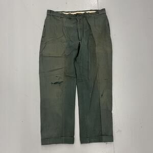 Vintage 60s Red Camel Green Sanforized Workwear Chinos 36x27